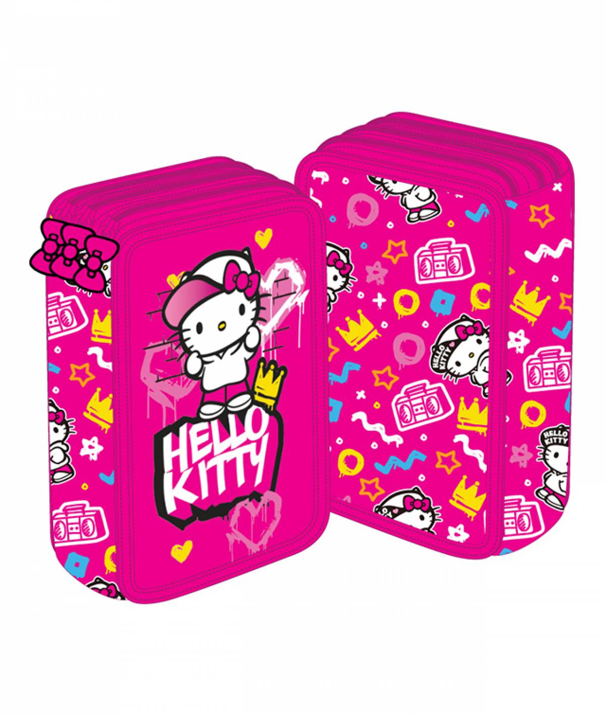 Penar 3 Compartimente, Hello Kitty, 3 Fermoare, Roz