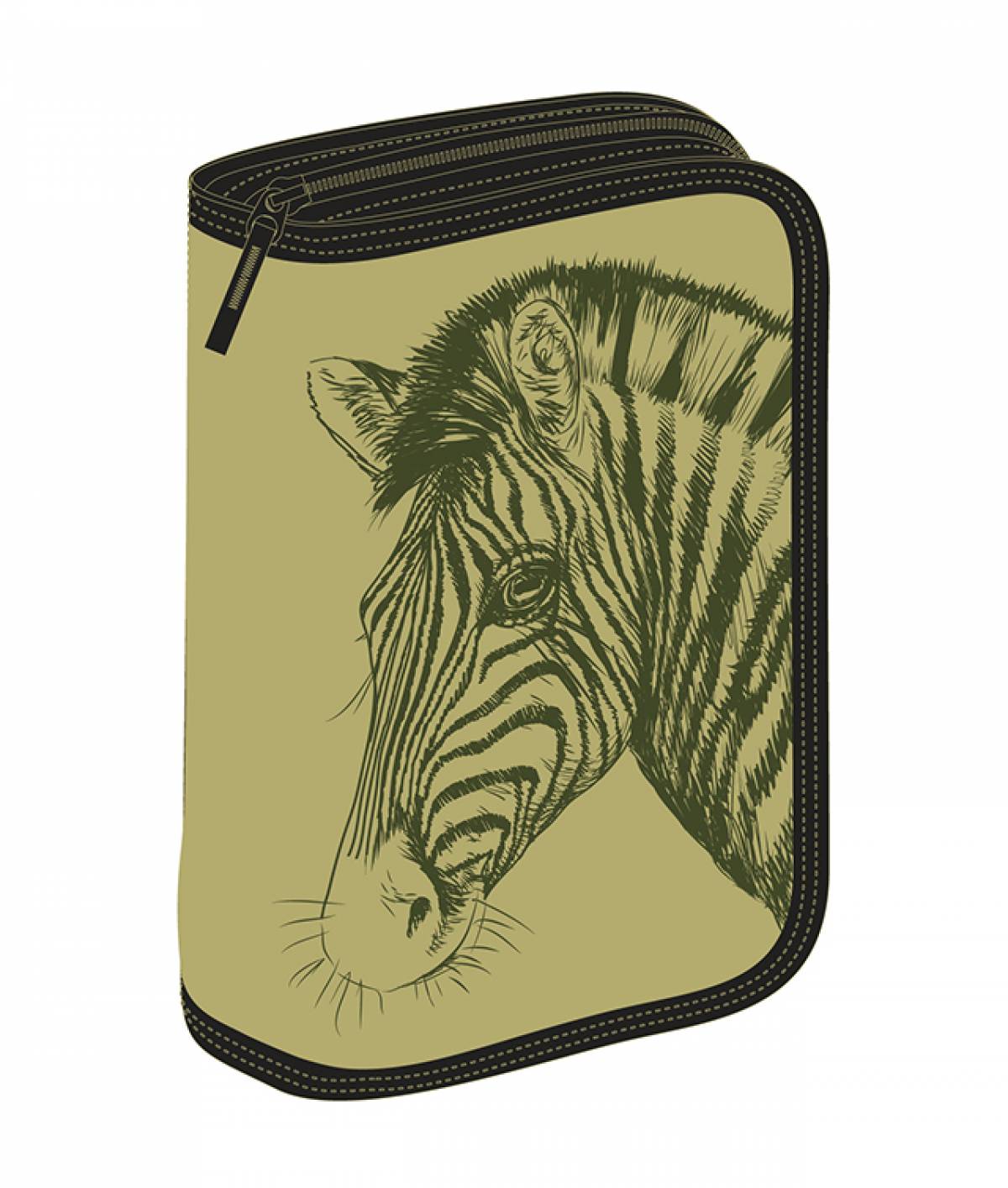 Penar Echipat, 1 Compartiment, Schoolfriendly Zebra, 1 Fermoar 2 Extensii, Verde