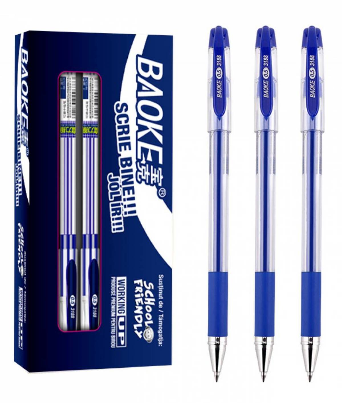 Pix BAOKE ERASABLE 12buc 0.5mm ALBASTRU