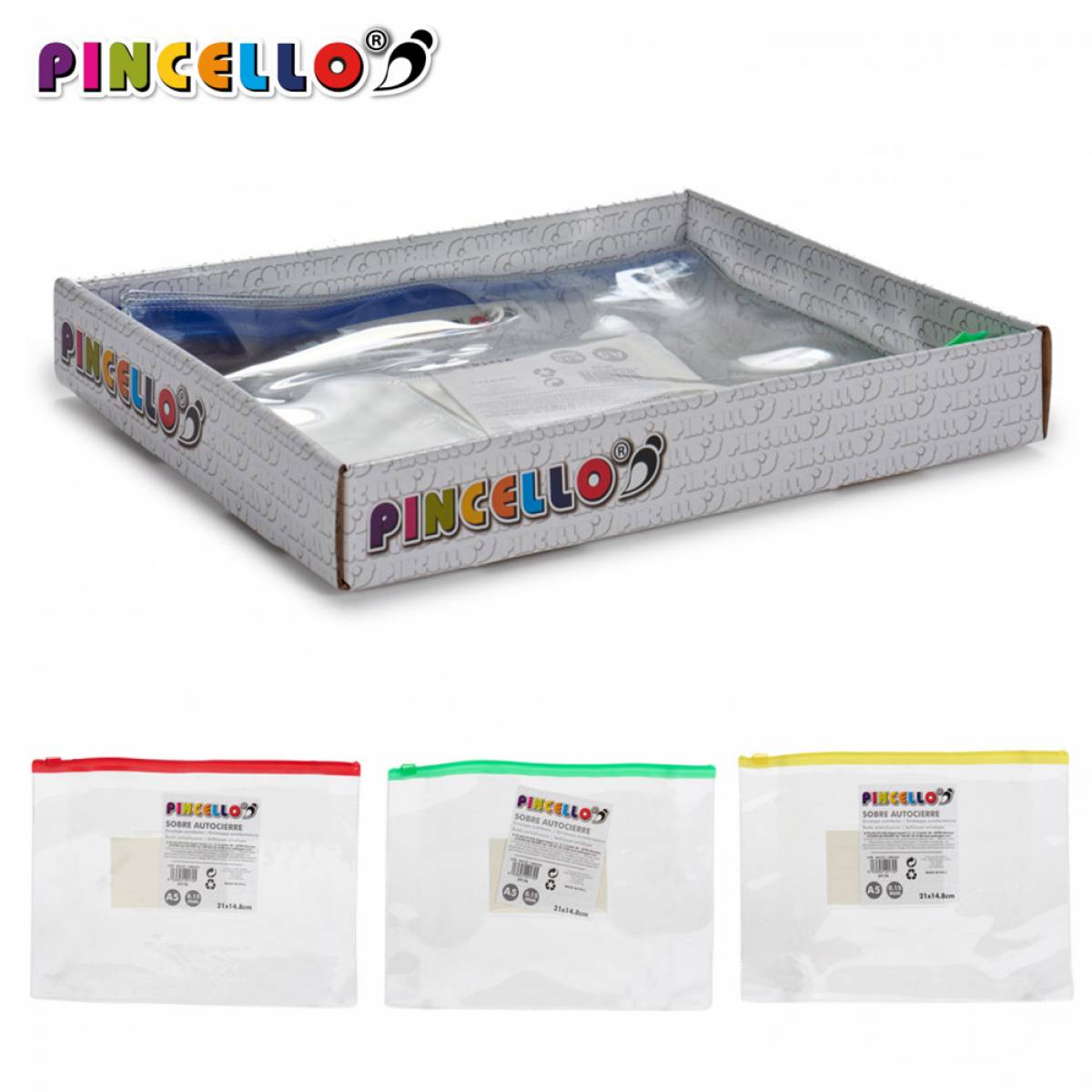 Plic A5 PINCELLO fermoar 4buc 4 culori 24x0 5x18cm