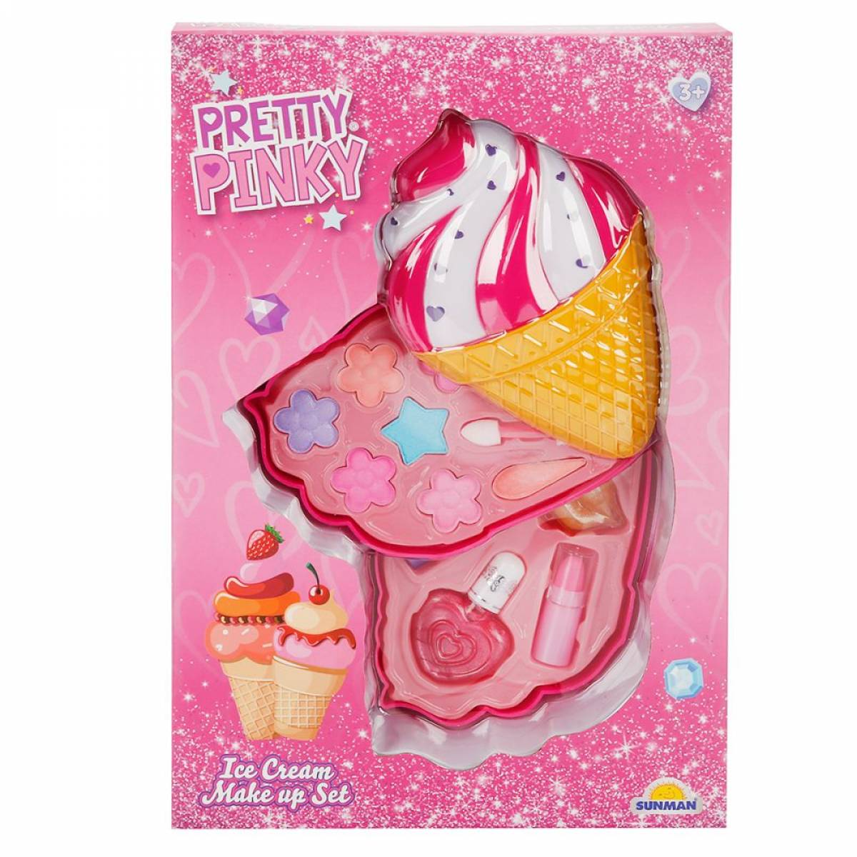 Jucarie PRETTY PINKY - SET DE MACHIAJ, 2 NIVELURI IN FORMA DE INGHETATA
