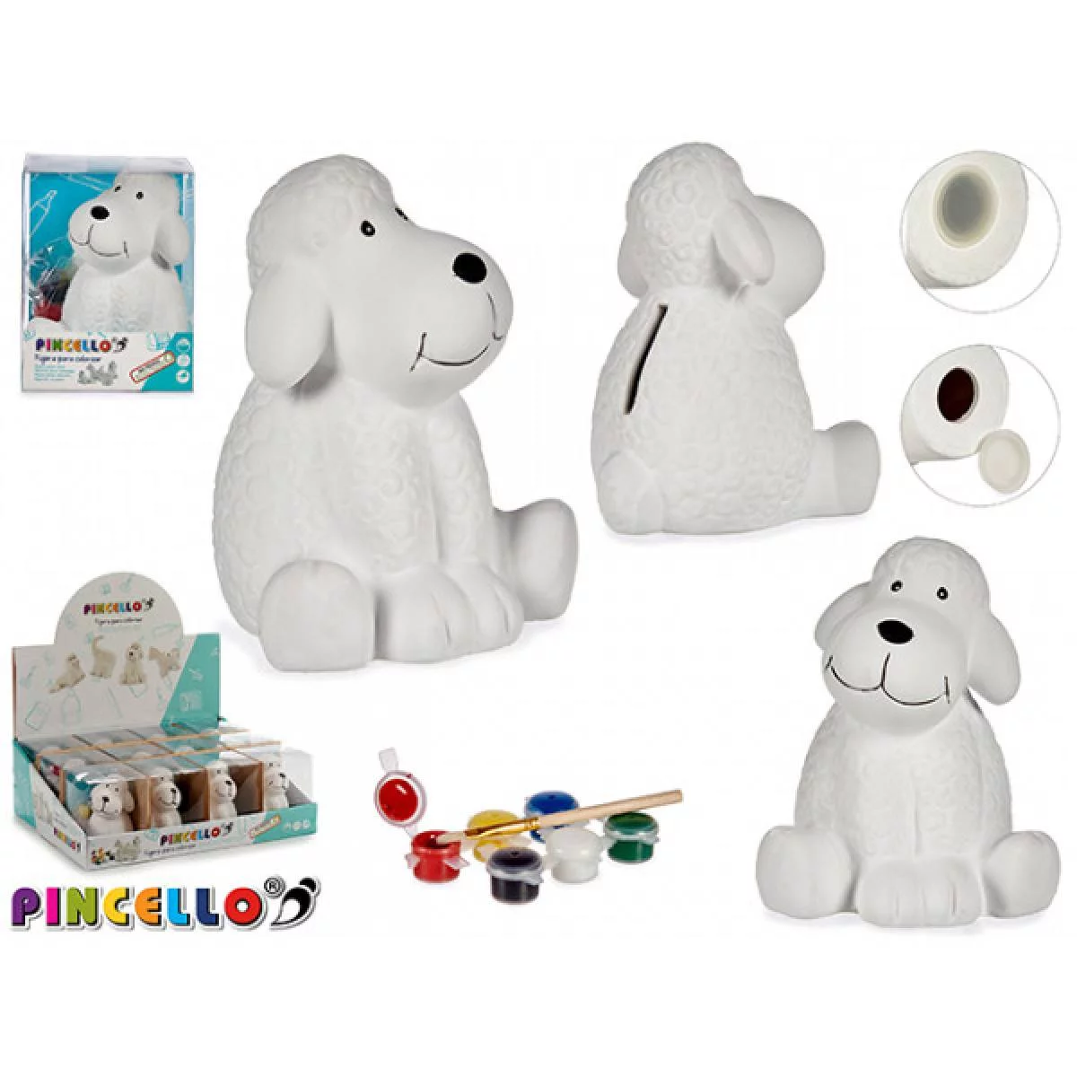 Pusculita de colorat PINCELLO model CATEL set 6 tempera inclus