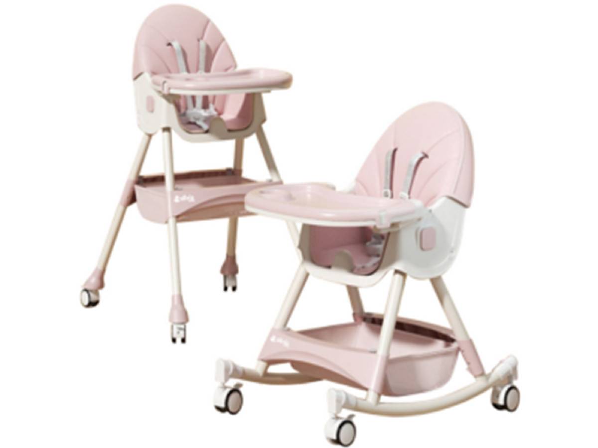 Scaun pentru copii SILVIS BEBE ,3 in 1: scaun inalt pentru copii, scaun pentru masa, balansoar. ROZ