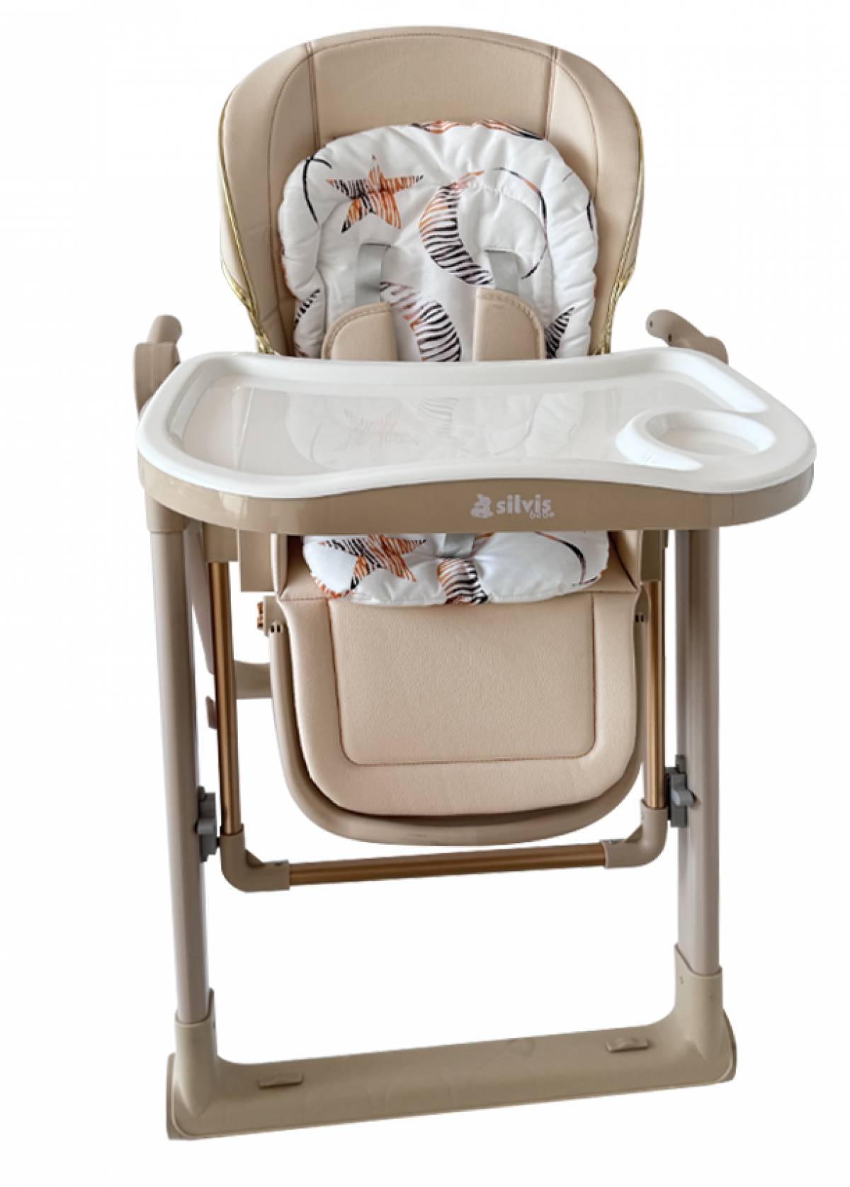 Scaun pentru copii SILVIS BEBE , 360grade rotire , leagan  CREM