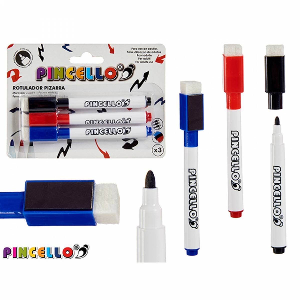 Marker PINCELLO cu burete inclus 3 culori