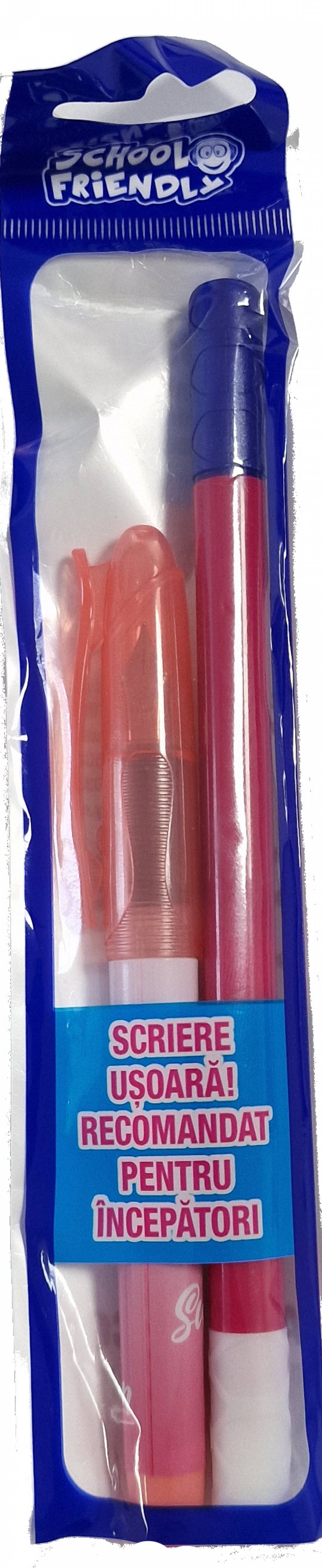 Stilou Basic SF blister cu 1 corector si 1 rezerva ROZ UNICORN