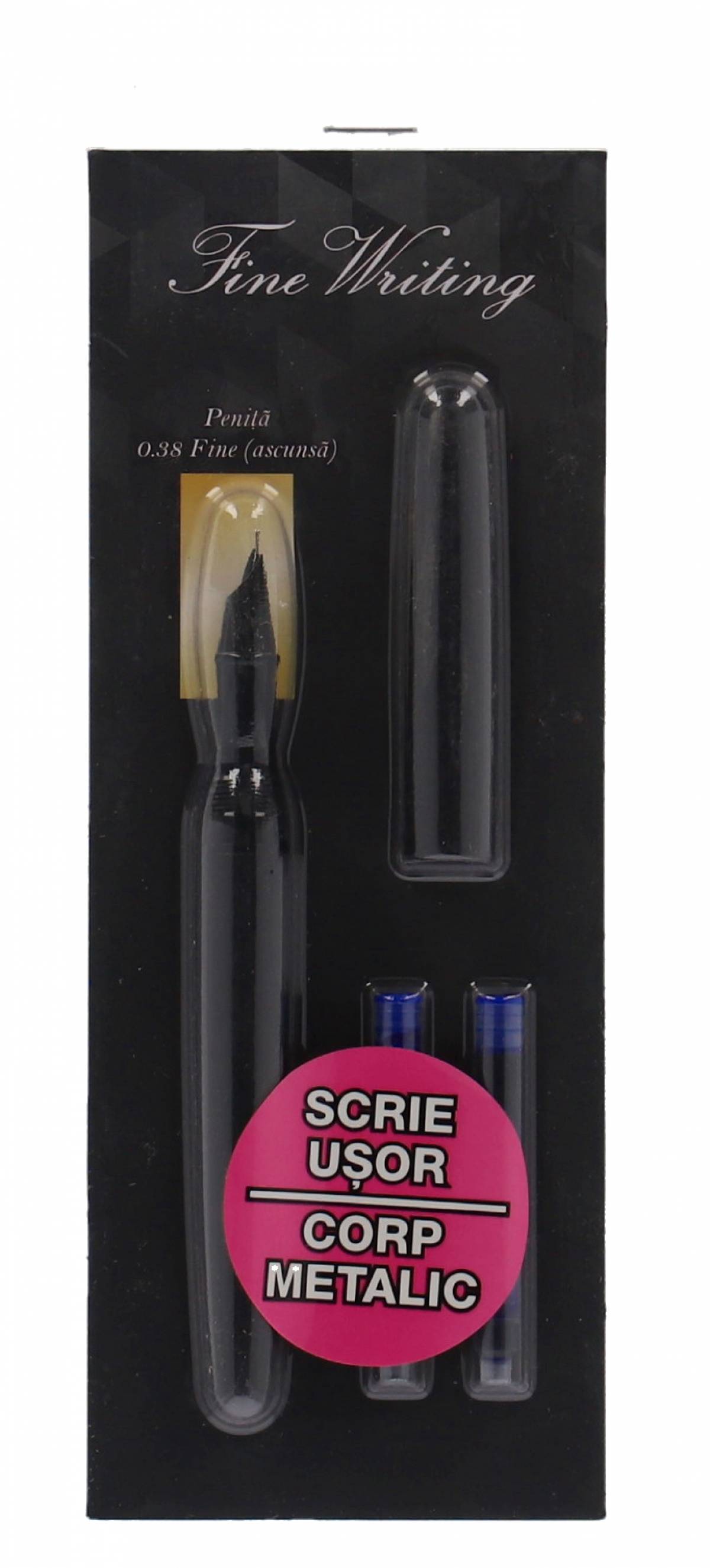 Stilou F318 Negru Metalic Penita Ascunsa in blister