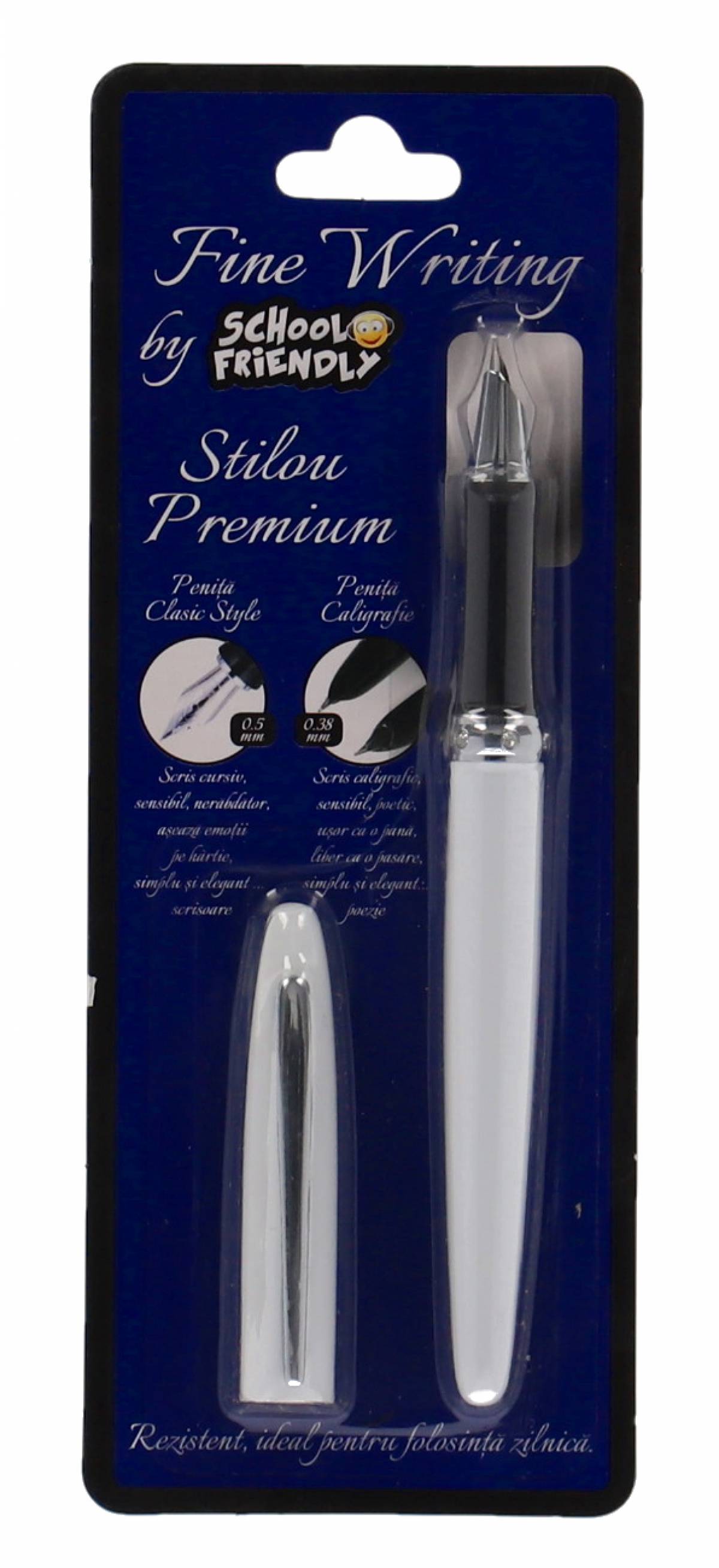Stilou SCOLAR CLASIC Penita Ascunsa Alb in BLISTER