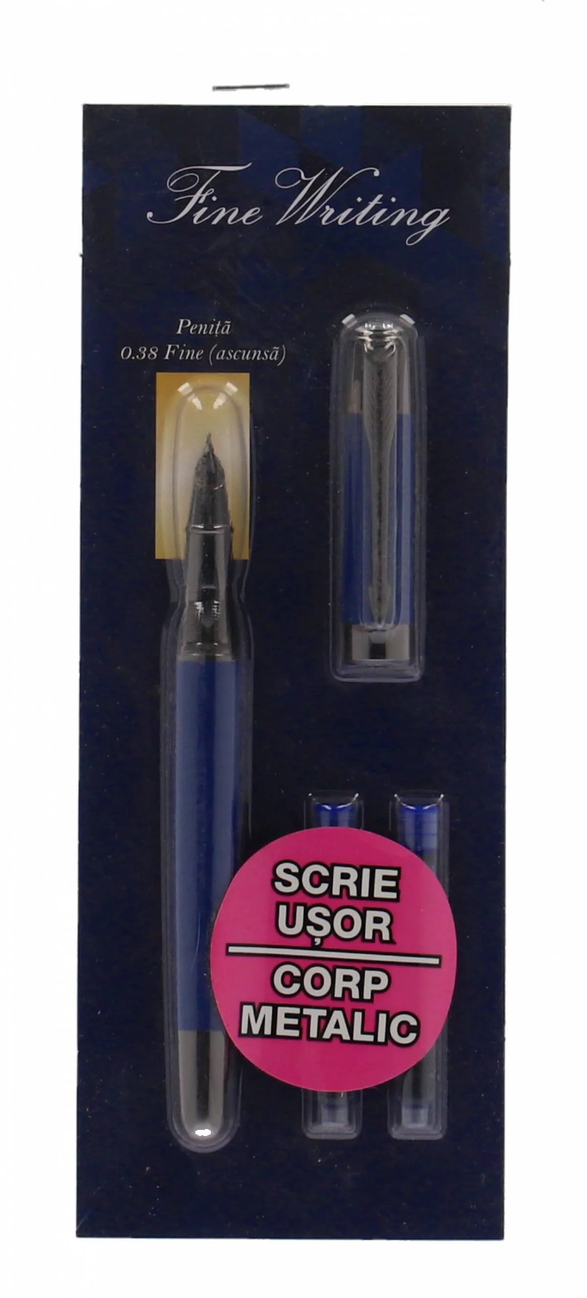 Stilou SLIM Albastru Metalic Penita Ascunsa in blister