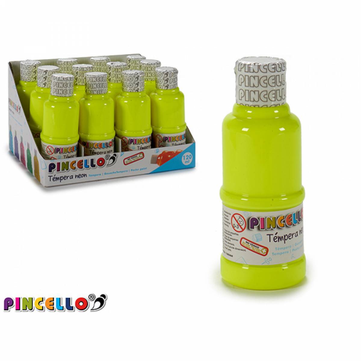 Tempera sticla PINCELLO galben neon 120ml