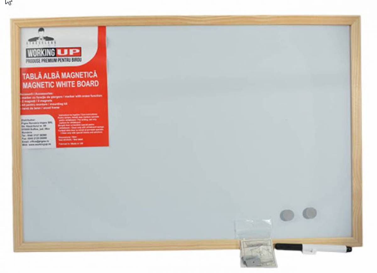 Whiteboard magnetic cu rama de lemn  90*60cm