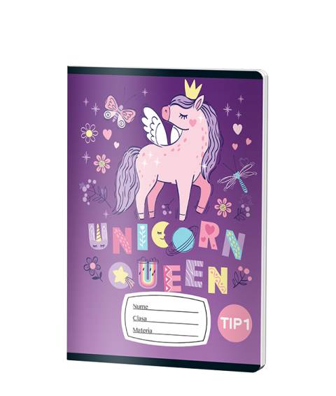 Caiet Tip1 FETE, A5, Pigna, 24 file, hartie 70grm, UNICORN QUEEN
