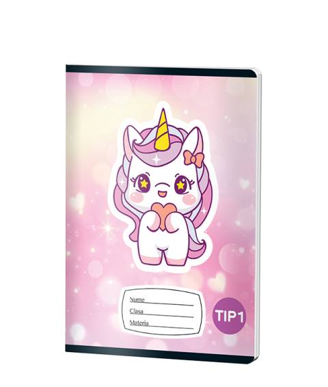 Caiet Tip1 FETE, A5, Pigna, 24 file, hartie 70grm, CUTEST UNICORN