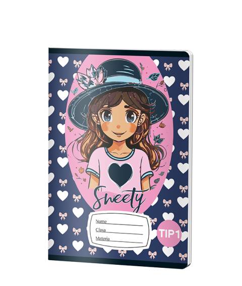 Caiet Tip1 FETE, A5, Pigna, 24 file, hartie 70grm, SWEETY