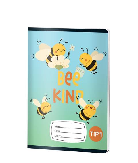 Caiet Tip1 UNI, A5, Pigna, 24 file, hartie 70grm,  BEE KIND