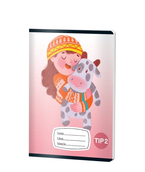 Caiet Tip2 FETE, A5, Pigna, 24 file, hartie 70grm, GIRL WITH COW