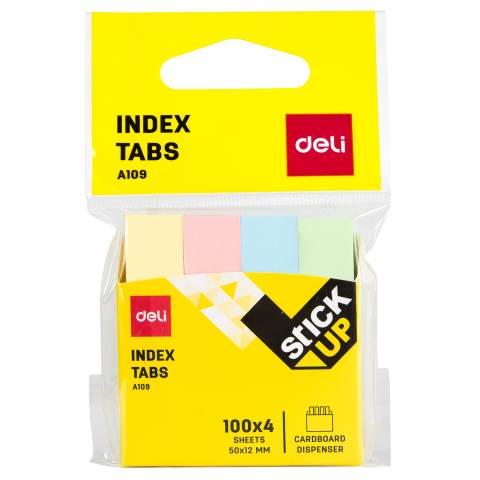 INDEX ADEZIV HARTIE 12*50MM 4 CULORI 100 FILE DELI