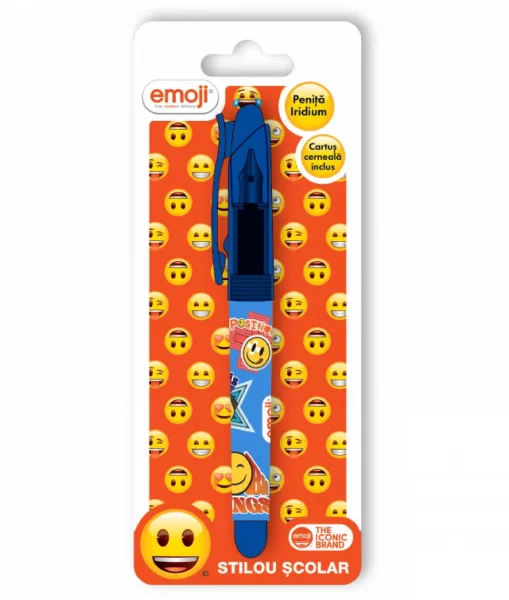 Stilou EMOJI blister cu 1 rezerva cerneala ALBASTRU