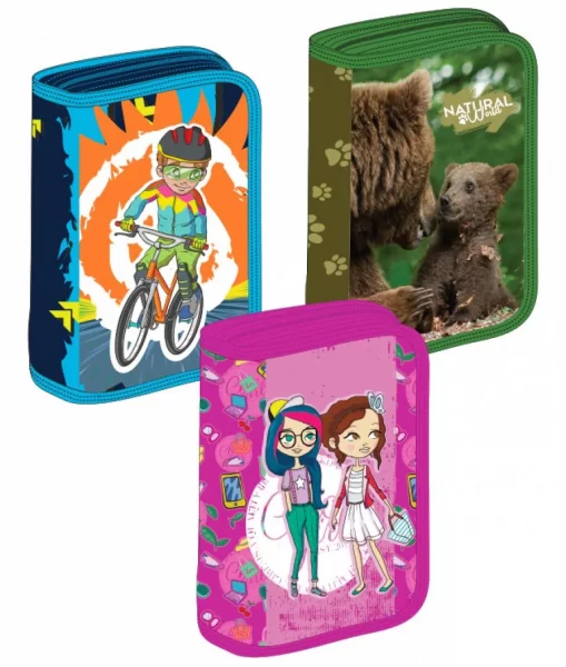 Penar 1 Compartiment, Schoolfriendly Design mixt, 1 Fermoar 2 Extensii, Mix Culori