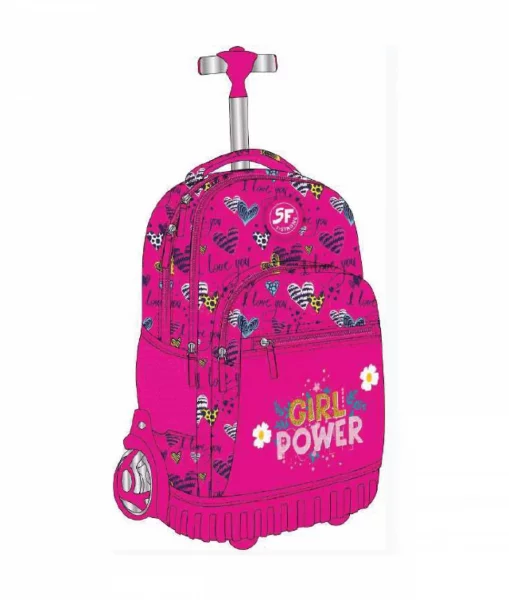 Ghiozdan TROLLER SF T-STRONG 4F 48x32x21cm 1.8kg ROZ Girl Power