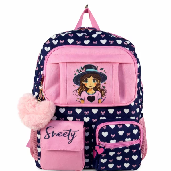 Ghiozdan Scolar SWEETY 1F 42x30x12cm BLEUMARIN ROZ