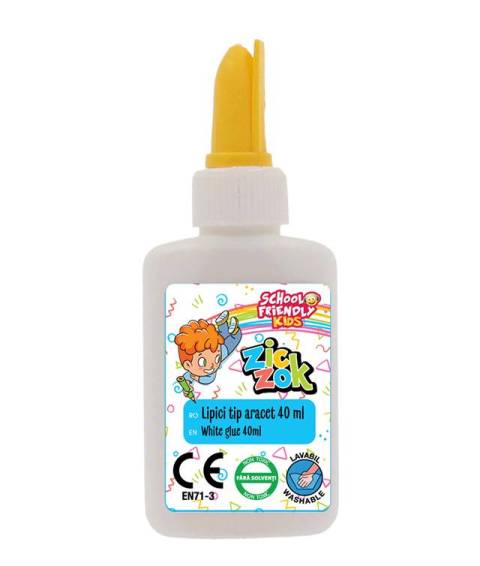 Lipici ZIC ZOK scolar alb 40ml NON TOXIC