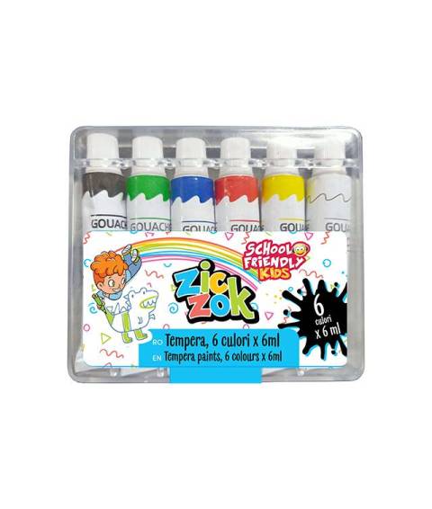 Tempera ZIC ZOK 6 culori 06ml tub metal