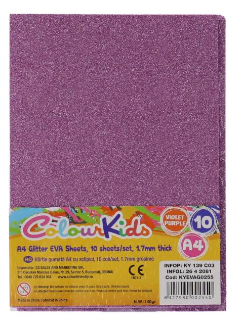 Art Craft CK COLI EVA gumata cu sclipici 1.7mm 10coli VIOLET CK