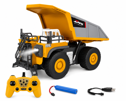 Camion Basculanta cu Telecomanda 9 Canale 2.4GHz Cupa Metalica Lumini Sunete Z6827A Galben