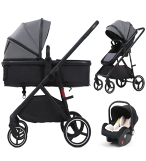 Carucior pliabil cu scaun de siguranta auto NEGRU