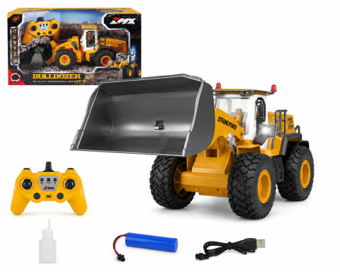 ncarcator Frontal cu Telecomanda 9 Canale 2.4GHz Cupa Metalica Functie Pulverizare Lumini Sunete Galben