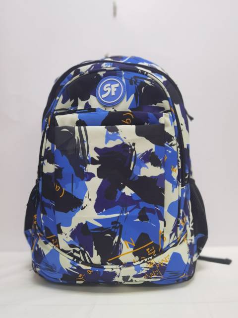 Ghiozdan SF 4F 45cm ALBASTRU Camuflaj
