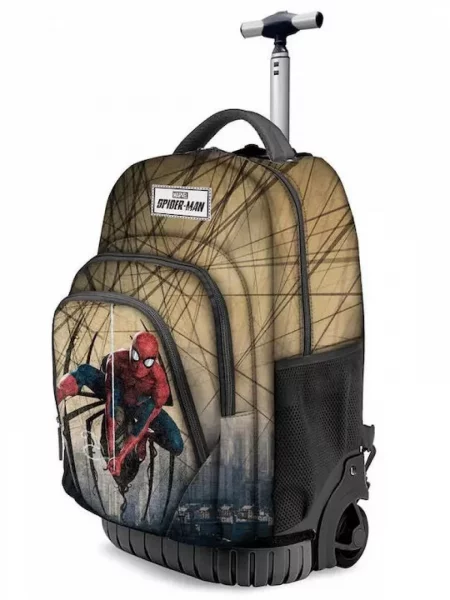 Ghiozdan Troller Scolar, Spiderman, 3 Compartimente, 2 Buzunare Multicolor, 32cm x 47cm x 27cm