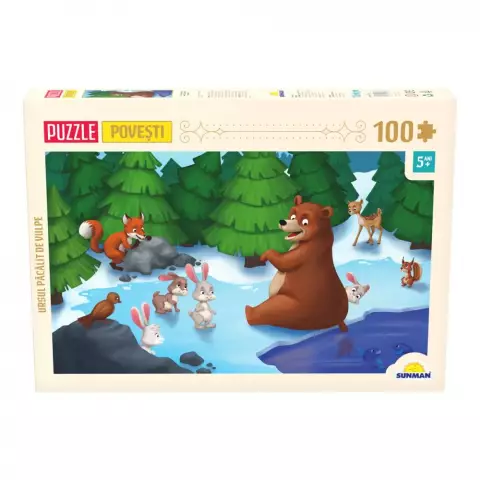 Jucarie NORIEL PUZZLE BASME ROMANESTI URSUL PACALIT DE VULPE, 100 PIESE