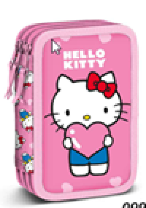 Penar 3D Hello Kitty Roz cu 3 Fermoare Neechipat cu Compartimente Multiple