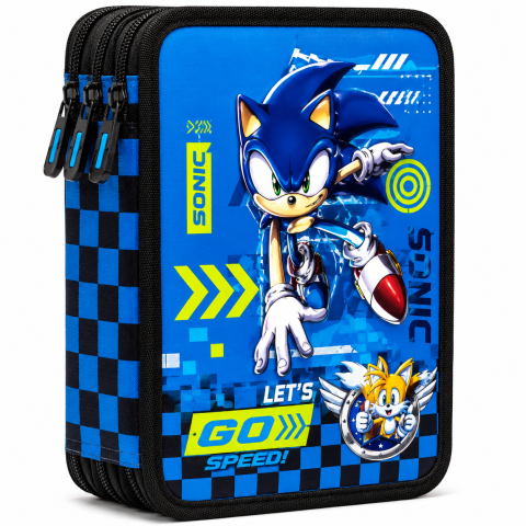 Penar 3D Sonic Albastru cu 3 Fermoare Neechipat cu Compartimente Multiple