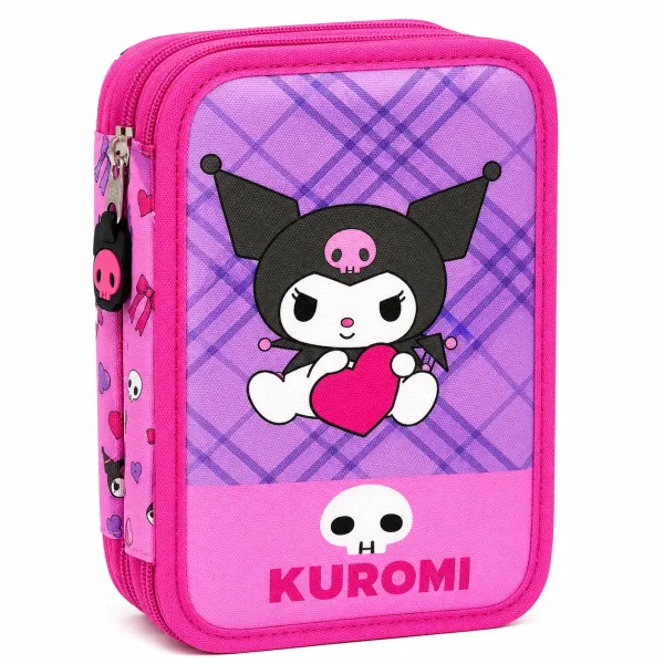 Penar 3D Kuromi Roz cu 3 Fermoare Neechipat pentru Fete