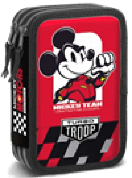 Penar 3D Mickey Mouse Rosu cu 3 Fermoare Neechipat Disney cu Compartimente Multiple