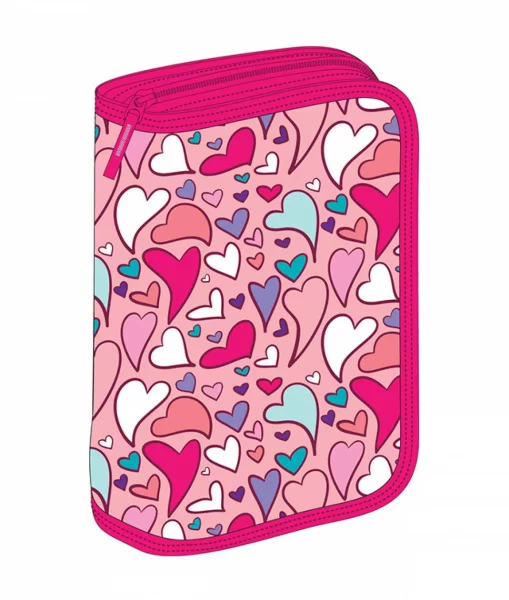 Penar Echipat, 1 Compartiment, Schoolfriendly Inimi, 1 Fermoar 2 Extensii, Roz