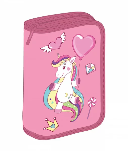 Penar Echipat, 1 Compartiment, Schoolfriendly Unicorn, 1 Fermoar 2 Extensii, Roz