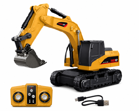 Excavator cu Telecomanda 8CH Metal Body Metal Bucket 2.4GHz Galben